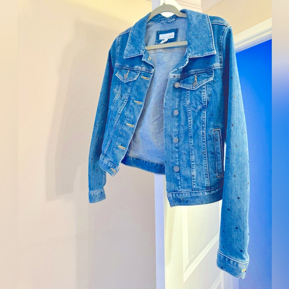 Like NEW: Faded Polka Dot Denim Jean Jacket